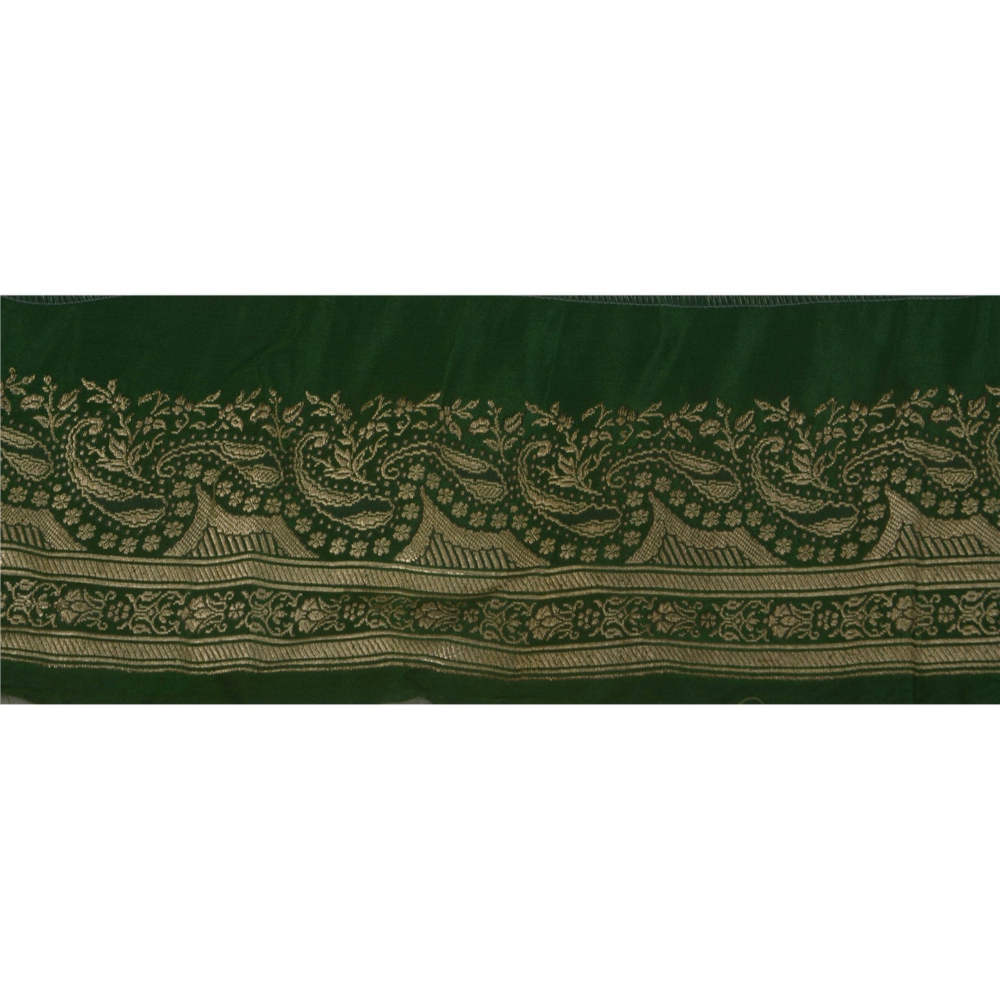 Sanskriti Vintage 1 YD Trim Green Sari Border 3.2W Brocade Craft Sewing Lace