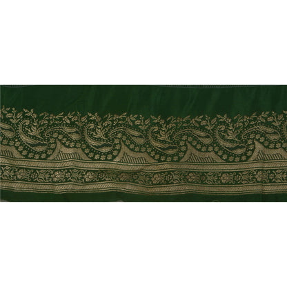 Sanskriti Vintage 1 YD Trim Green Sari Border 3.2W Brocade Craft Sewing Lace