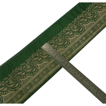 Sanskriti Vintage 1 YD Trim Green Sari Border 3.2W Brocade Craft Sewing Lace