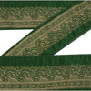 Sanskriti Vintage 1 YD Trim Green Sari Border 3.2W Brocade Craft Sewing Lace