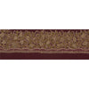 Sanskriti Vintage Sari Border Craft Dark Red Trim Hand Zari Embroidery 1 YD Lace