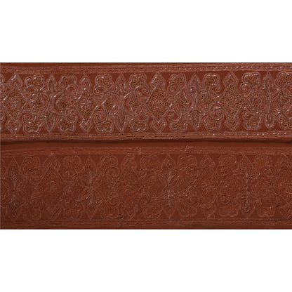 Sanskriti Vintage Sari Border 1 Yd Craft Brown Trim Hand Beaded Sewing Lace