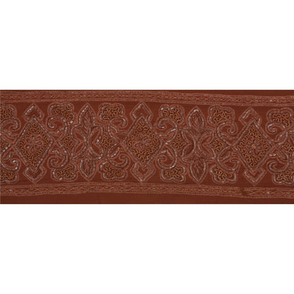 Sanskriti Vintage Sari Border 1 Yd Craft Brown Trim Hand Beaded Sewing Lace