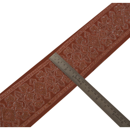 Sanskriti Vintage Sari Border 1 Yd Craft Brown Trim Hand Beaded Sewing Lace
