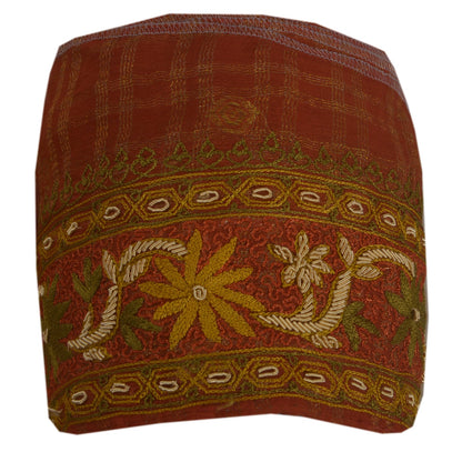 Sanskriti Vintage Sari Border 1Yd Craft Orange Trim Hand Embroidered Sewing Lace