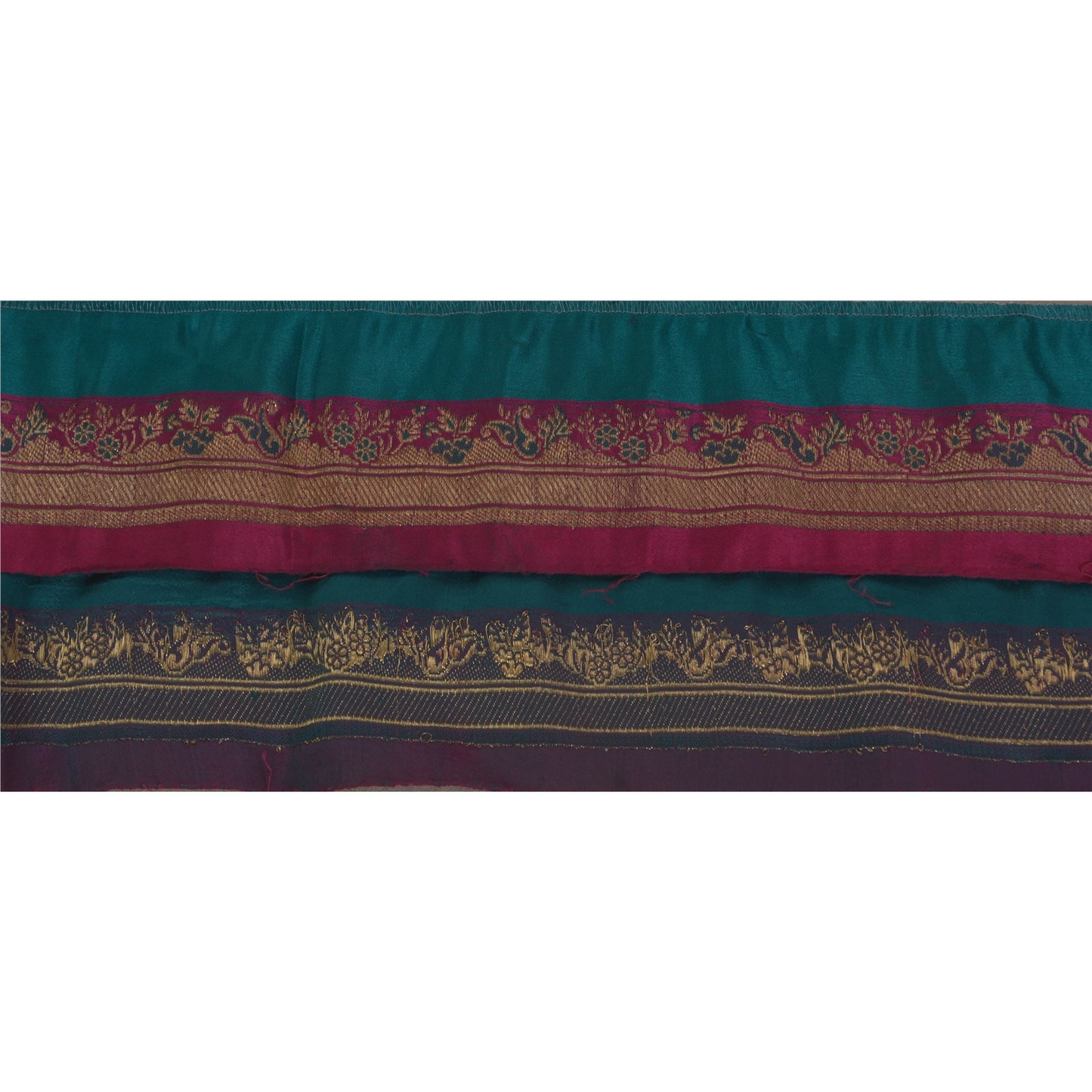 Sanskriti Vintage 1 Yd Trim Pink Sari Satin Silk Woven Brocade Craft Ribbon Lace