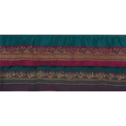 Sanskriti Vintage 1 Yd Trim Pink Sari Satin Silk Woven Brocade Craft Ribbon Lace