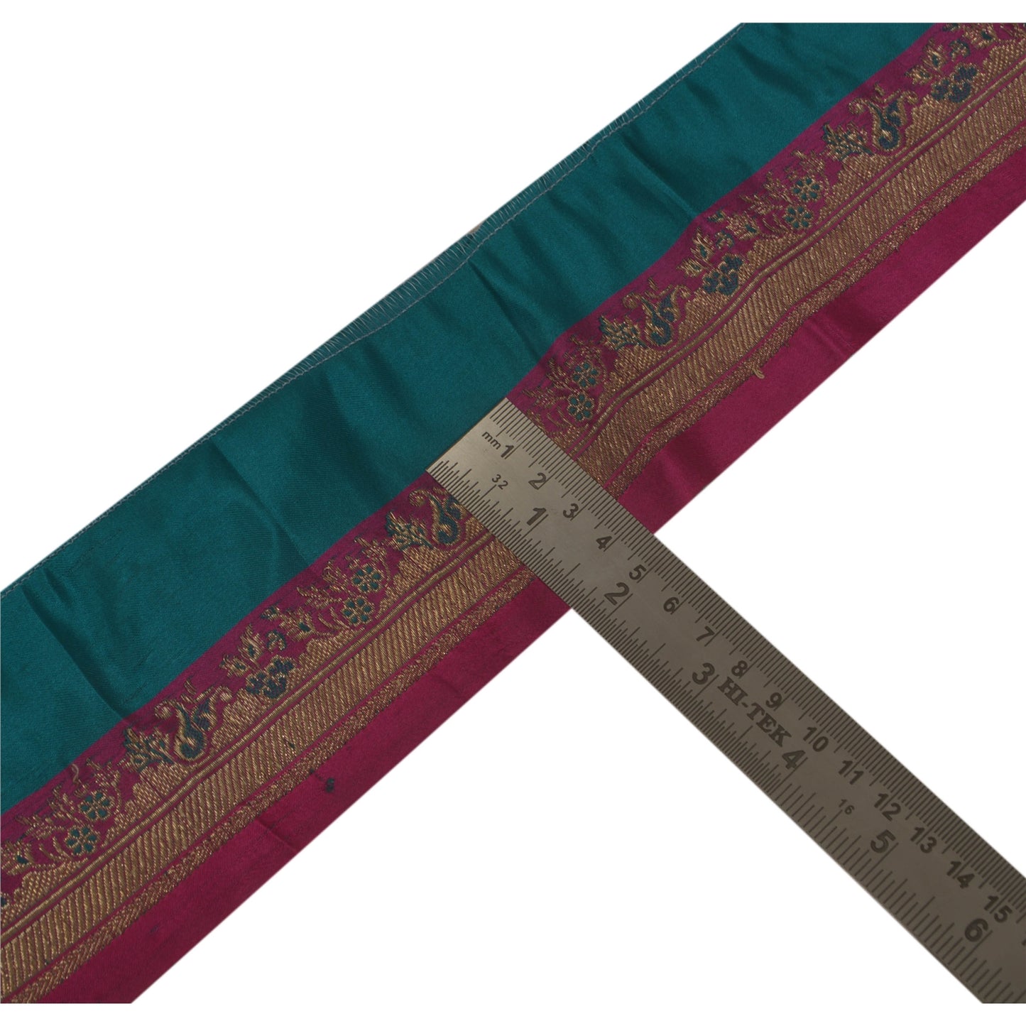 Sanskriti Vintage 1 Yd Trim Pink Sari Satin Silk Woven Brocade Craft Ribbon Lace