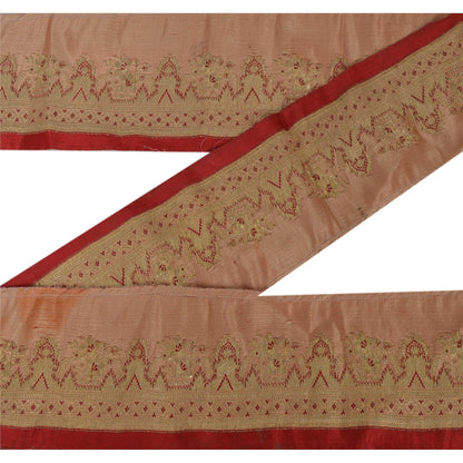 Sanskriti Vintage 1 Yd Trim Pure Silk Sari Border Woven Brocade Craft Sewing Lace