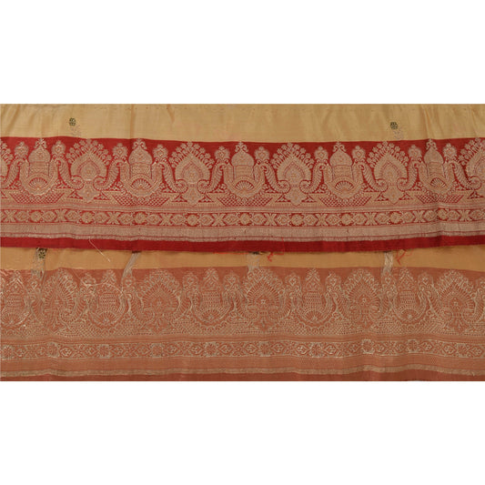 Sanskriti Vintage 1 Yd Trim Cream Sari Border Woven Brocade Craft Sewing Lace