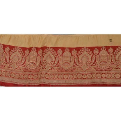 Sanskriti Vintage 1 Yd Trim Cream Sari Border Woven Brocade Craft Sewing Lace