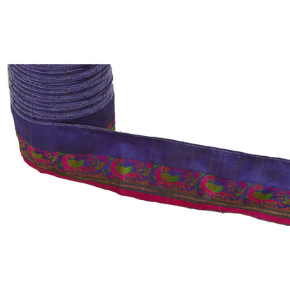 Санскрити Винтаж 1 ярд сари кайма тканая отделка шитье синее попугай ремесло кружево