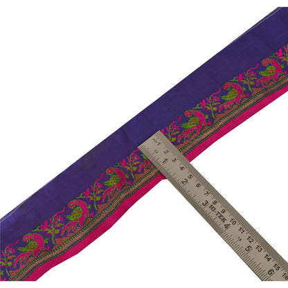 Санскрити Винтаж 1 ярд сари кайма тканая отделка шитье синее попугай ремесло кружево