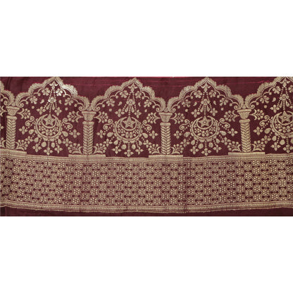 Sanskriti Vintage 1 Yd Trim Brown Sari Border Woven Brocade Craft Sewing Lace