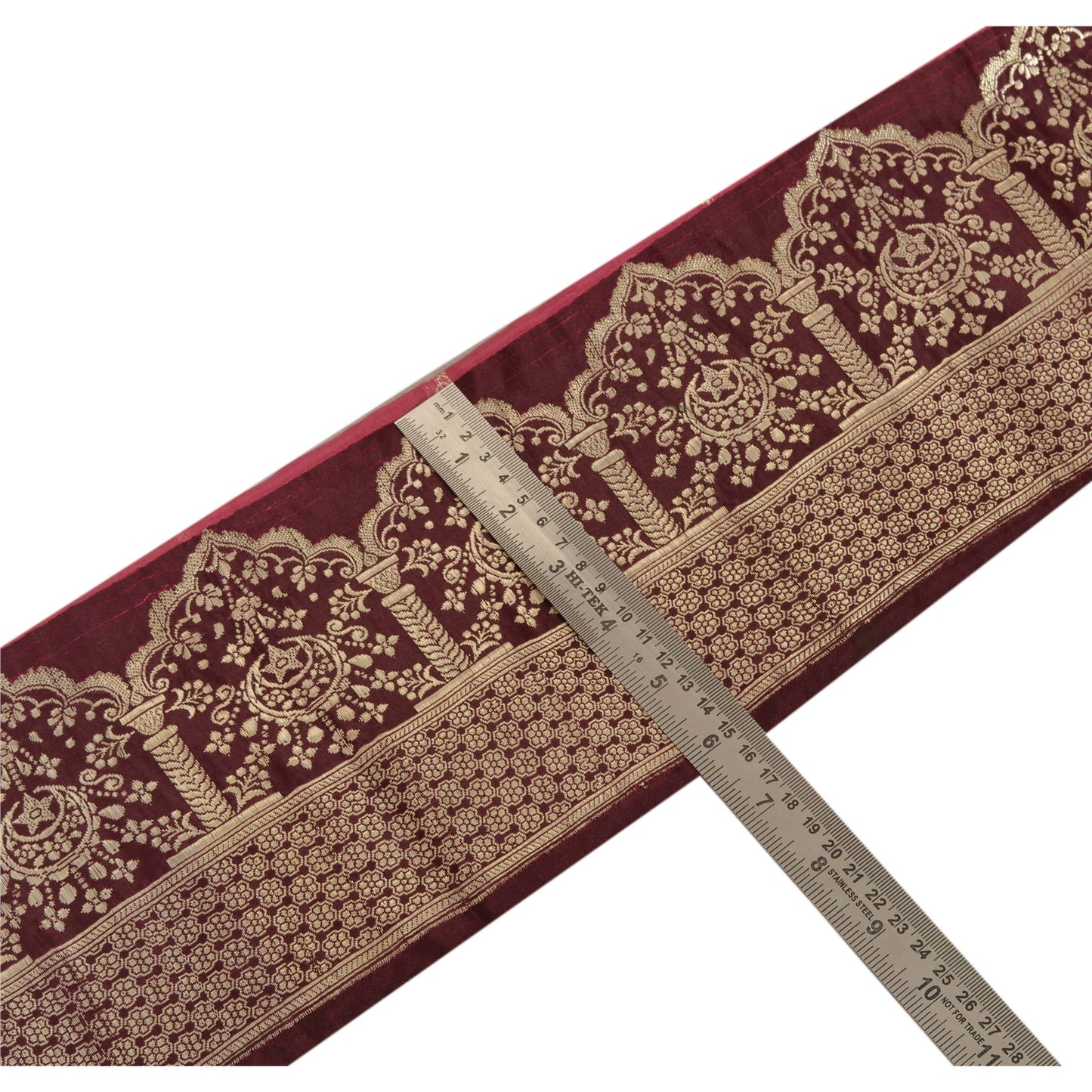 Sanskriti Vintage 1 Yd Trim Brown Sari Border Woven Brocade Craft Sewing Lace