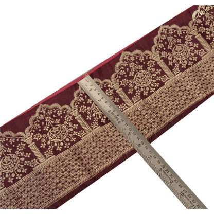 Sanskriti Vintage 1 Yd Trim Brown Sari Border Woven Brocade Craft Sewing Lace