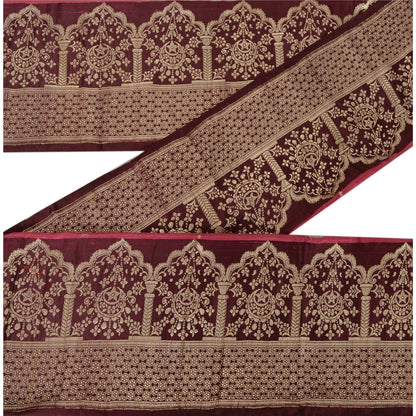 Sanskriti Vintage 1 Yd Trim Brown Sari Border Woven Brocade Craft Sewing Lace