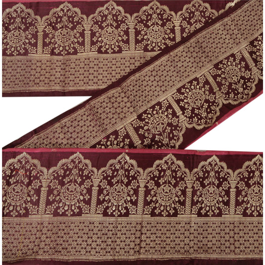 Sanskriti Vintage 1 Yd Trim Brown Sari Border Woven Brocade Craft Sewing Lace