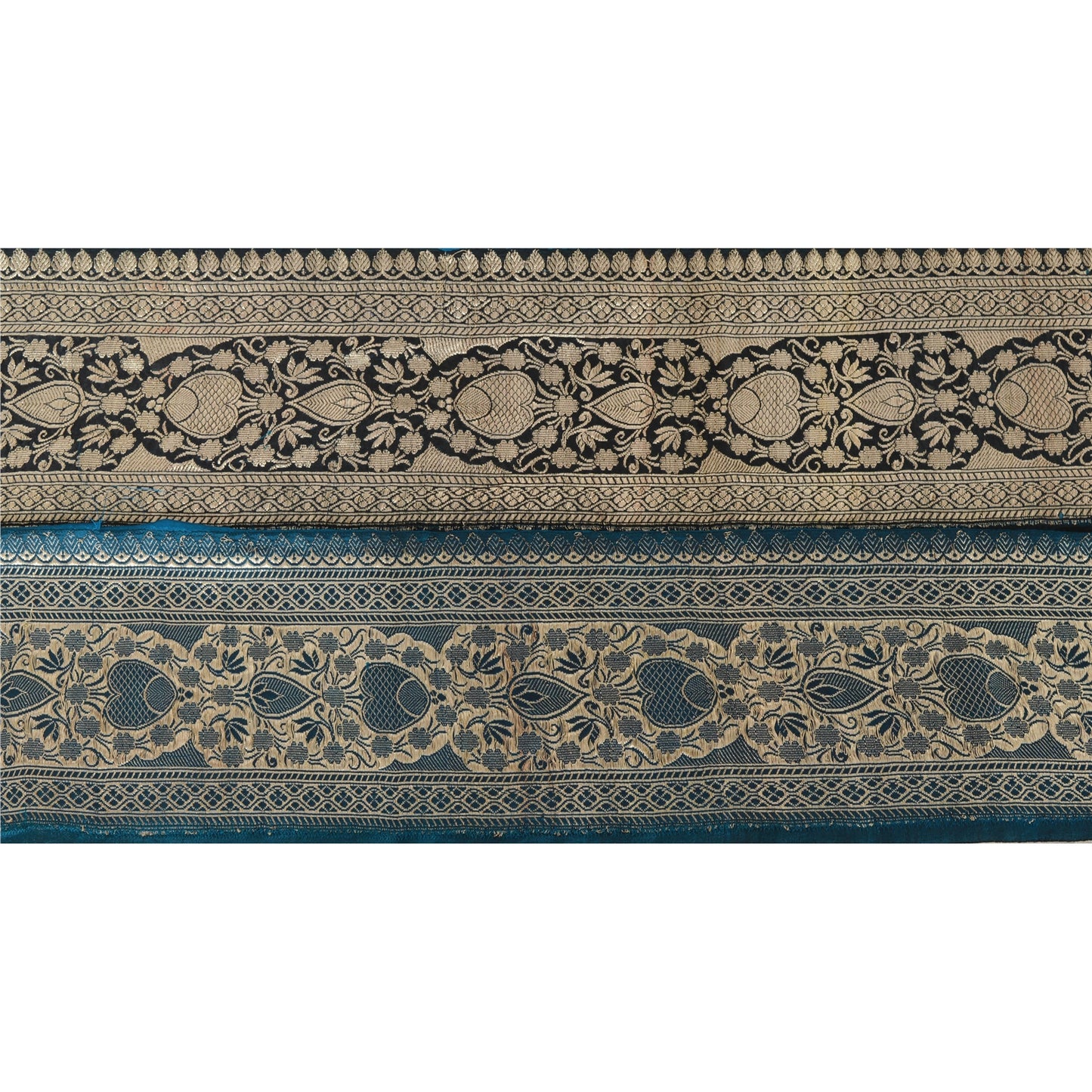 Sanskriti Vintage 1 YD Trim Black Sari Border Woven Brocade Craft Sewing Lace