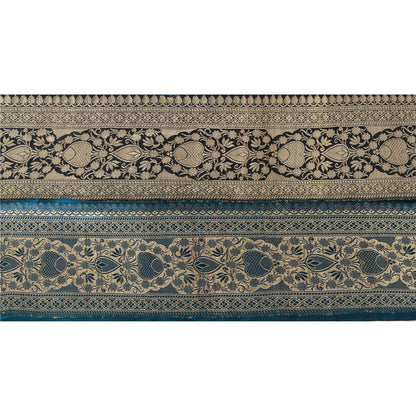 Sanskriti Vintage 1 YD Trim Black Sari Border Woven Brocade Craft Sewing Lace