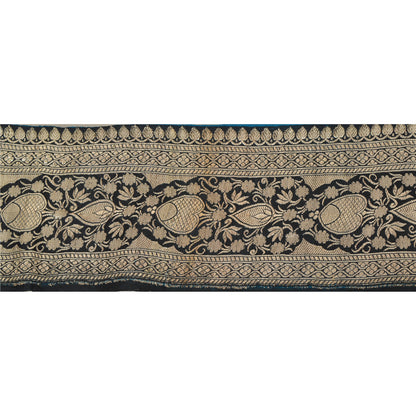 Sanskriti Vintage 1 YD Trim Black Sari Border Woven Brocade Craft Sewing Lace