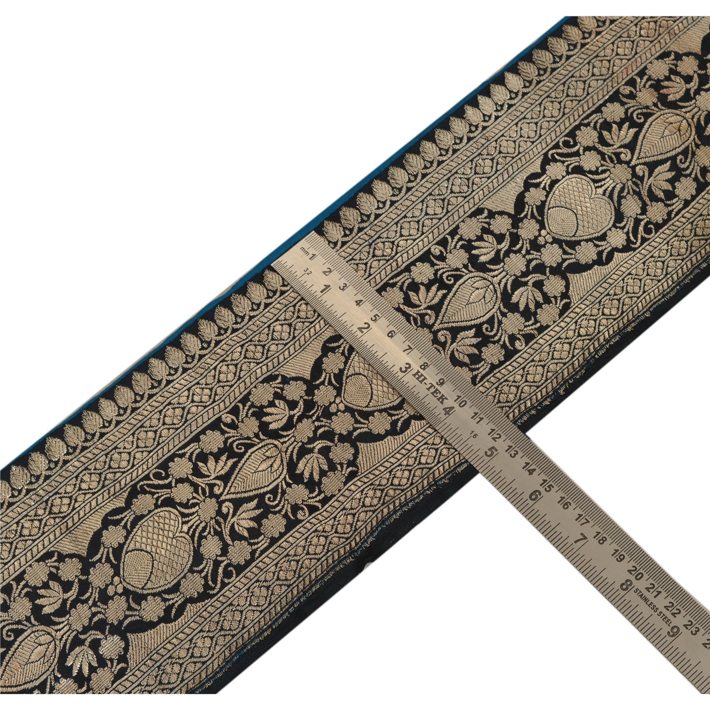 Sanskriti Vintage 1 YD Trim Black Sari Border Woven Brocade Craft Sewing Lace