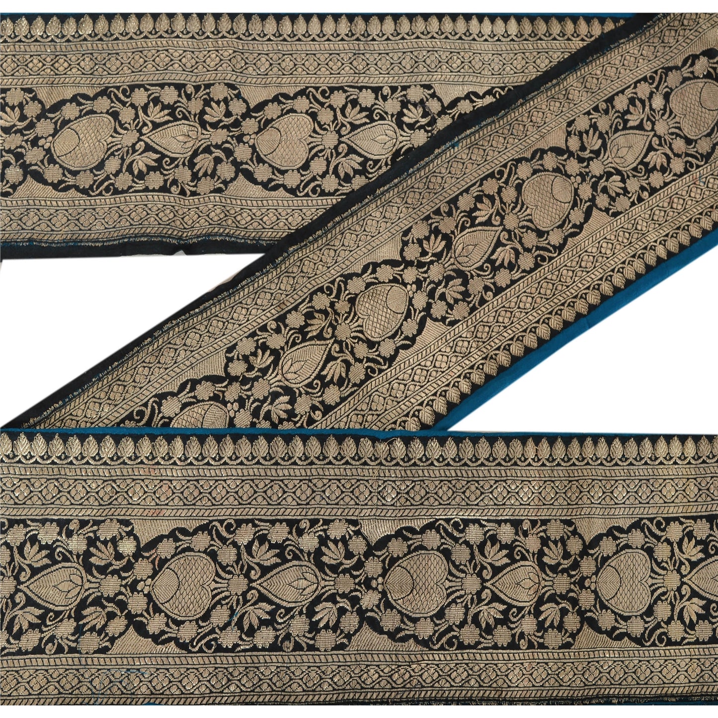 Sanskriti Vintage 1 YD Trim Black Sari Border Woven Brocade Craft Sewing Lace