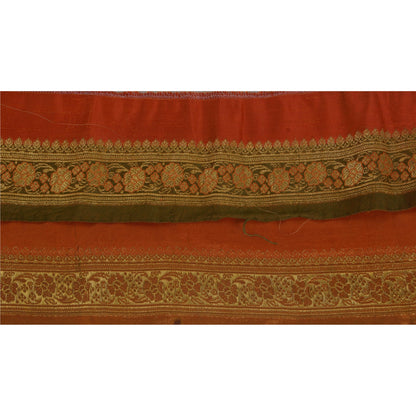 Sanskriti Vintage 1 Yd Trims Sari Border Woven Brocade Craft Ribbon Orange Lace