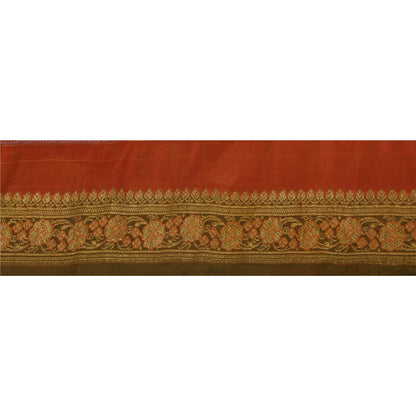 Sanskriti Vintage 1 Yd Trims Sari Border Woven Brocade Craft Ribbon Orange Lace