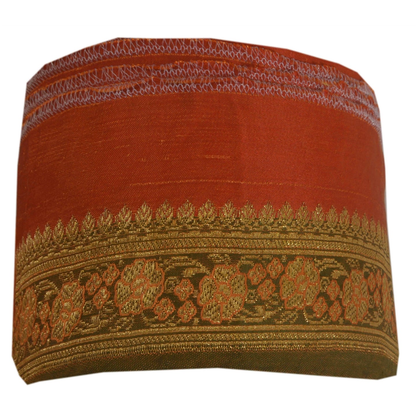 Sanskriti Vintage 1 Yd Trims Sari Border Woven Brocade Craft Ribbon Orange Lace