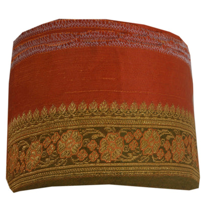 Sanskriti Vintage 1 Yd Trims Sari Border Woven Brocade Craft Ribbon Orange Lace