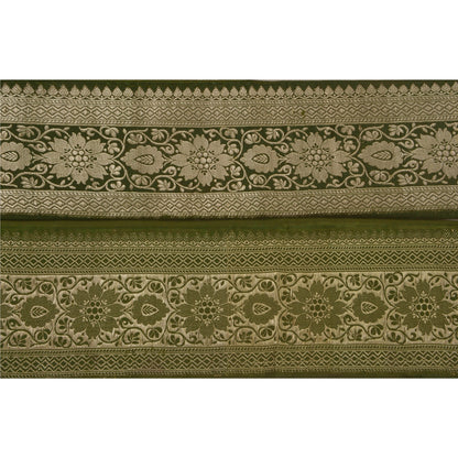 Sanskriti Vintage 1 Yd Trim Green Sari Border Woven Brocade Craft Sewing Lace