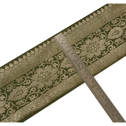 Sanskriti Vintage 1 Yd Trim Green Sari Border Woven Brocade Craft Sewing Lace