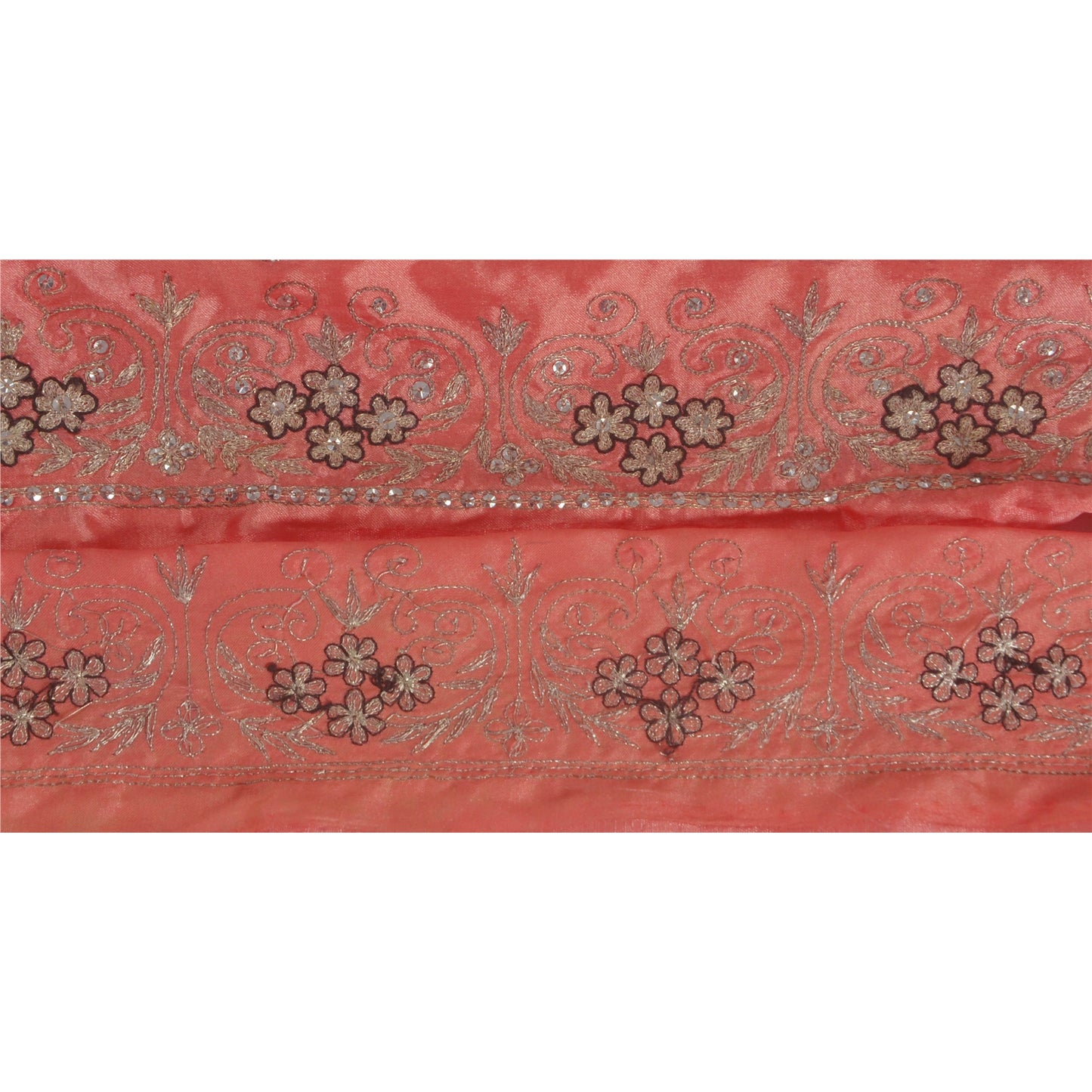 Sanskriti Vintage Pink Sari Kant Håndperlet Indisk Håndværkskant 1 Yard Blonde