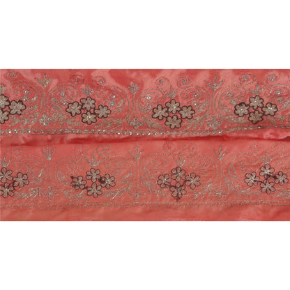 Sanskriti Vintage Pink Sari Kant Håndperlet Indisk Håndværkskant 1 Yard Blonde