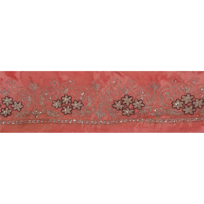 Sanskriti Vintage Pink Sari Kant Håndperlet Indisk Håndværkskant 1 Yard Blonde
