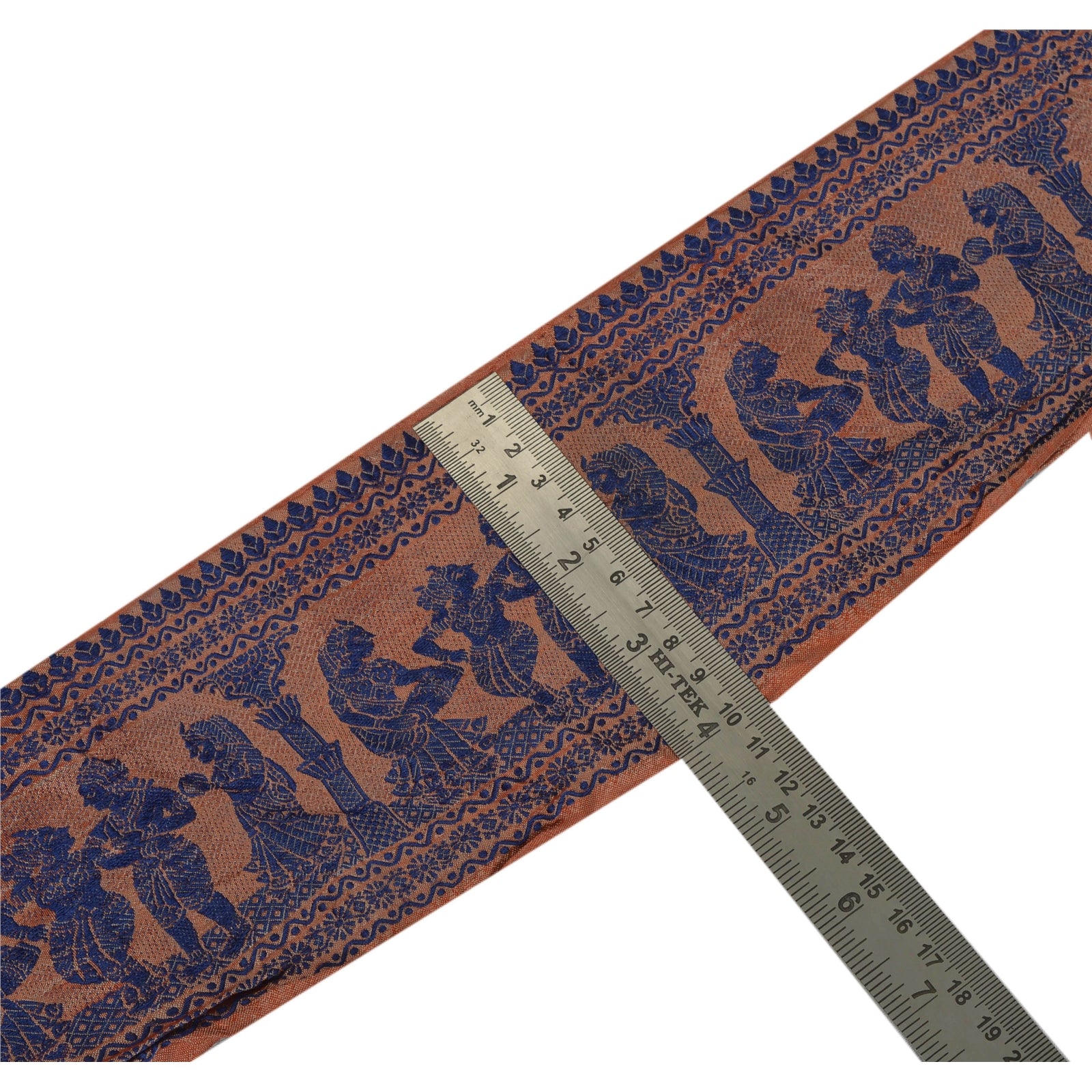 Sanskriti Vintage 1 Yd Brown Sari Border Woven Baluchari Trim Sewing Craft Lace