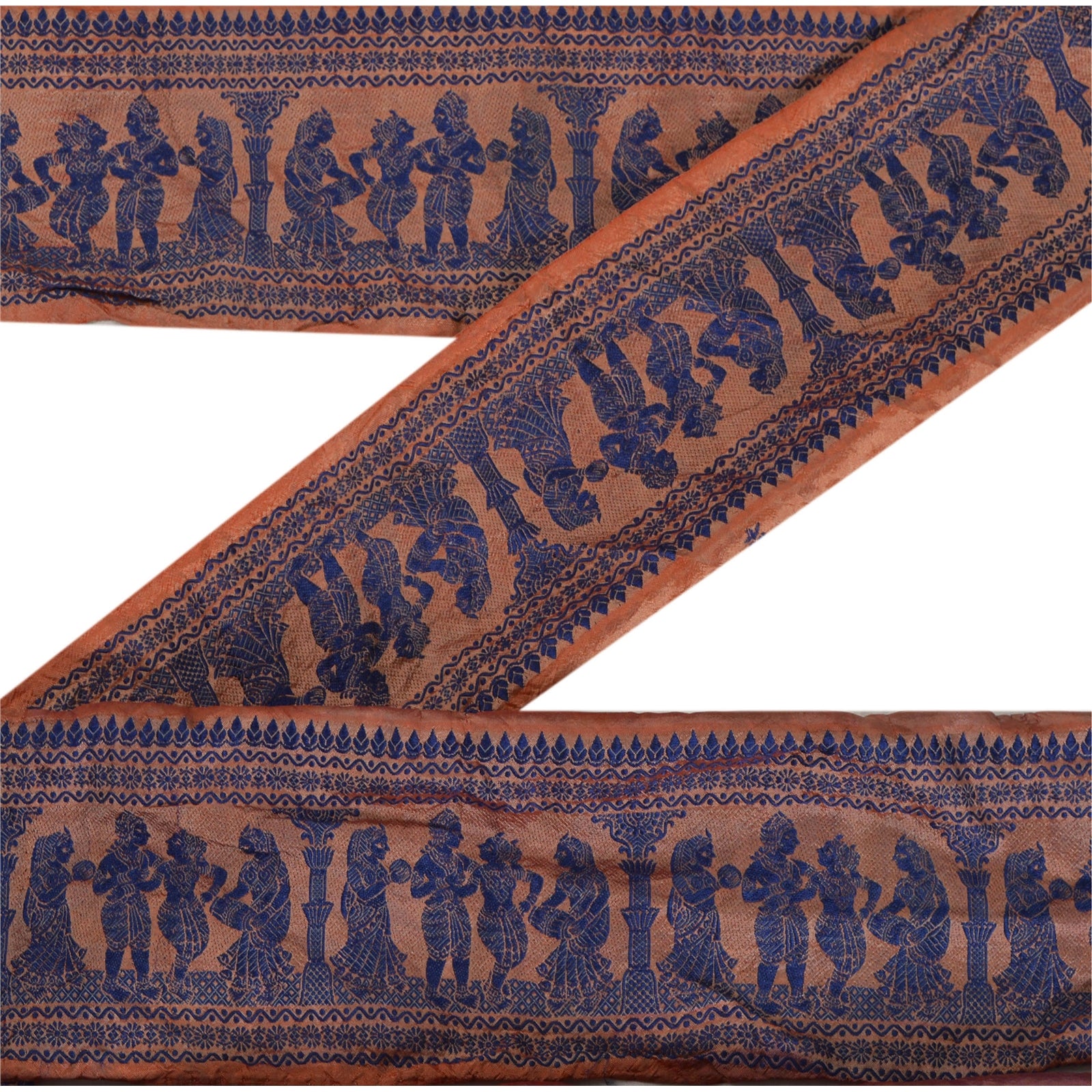 Sanskriti Vintage 1 Yd Brown Sari Border Woven Baluchari Trim Sewing Craft Lace