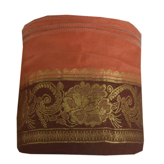 Sanskriti Vintage 1 Yd Trim Sari Border Woven Brocade Craft Sewing Brown Lace