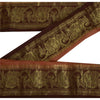 Sanskriti Vintage 1 Yd Trim Sari Border Woven Brocade Craft Sewing Brown Lace