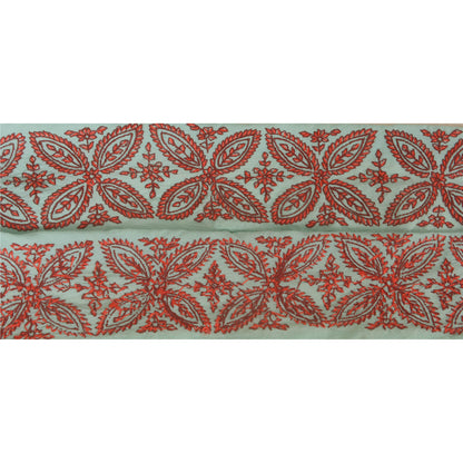 Sanskriti Vintage 1 Yd Trim Sari Border Hand Embroidered Suzani Craft Blue Lace