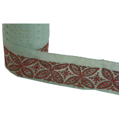 Sanskriti Vintage 1 Yd Trim Sari Border Hand Embroidered Suzani Craft Blue Lace