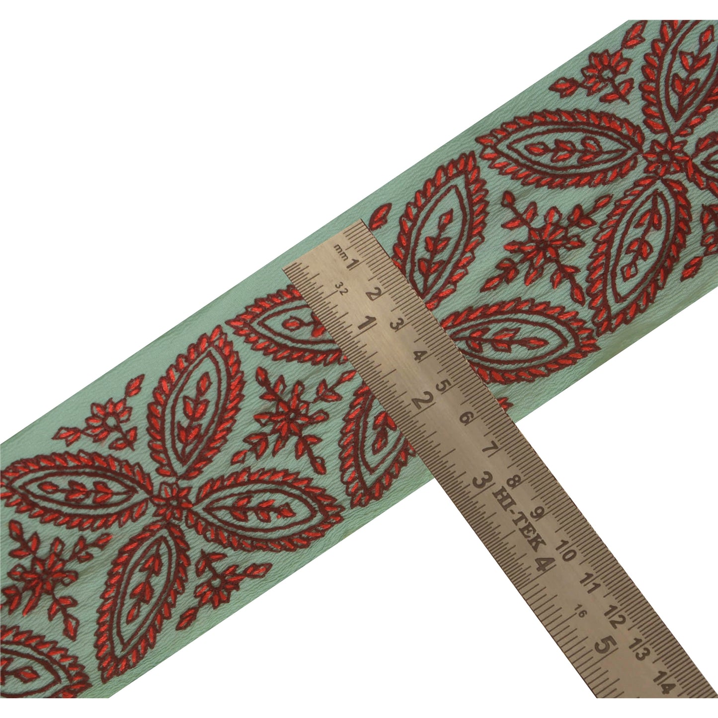 Sanskriti Vintage 1 Yd Trim Sari Border Hand Embroidered Suzani Craft Blue Lace