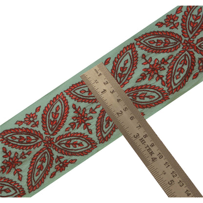 Sanskriti Vintage 1 Yd Trim Sari Border Hand Embroidered Suzani Craft Blue Lace