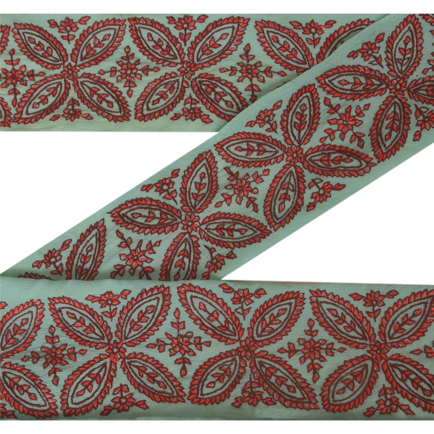 Sanskriti Vintage 1 Yd Trim Sari Border Hand Embroidered Suzani Craft Blue Lace