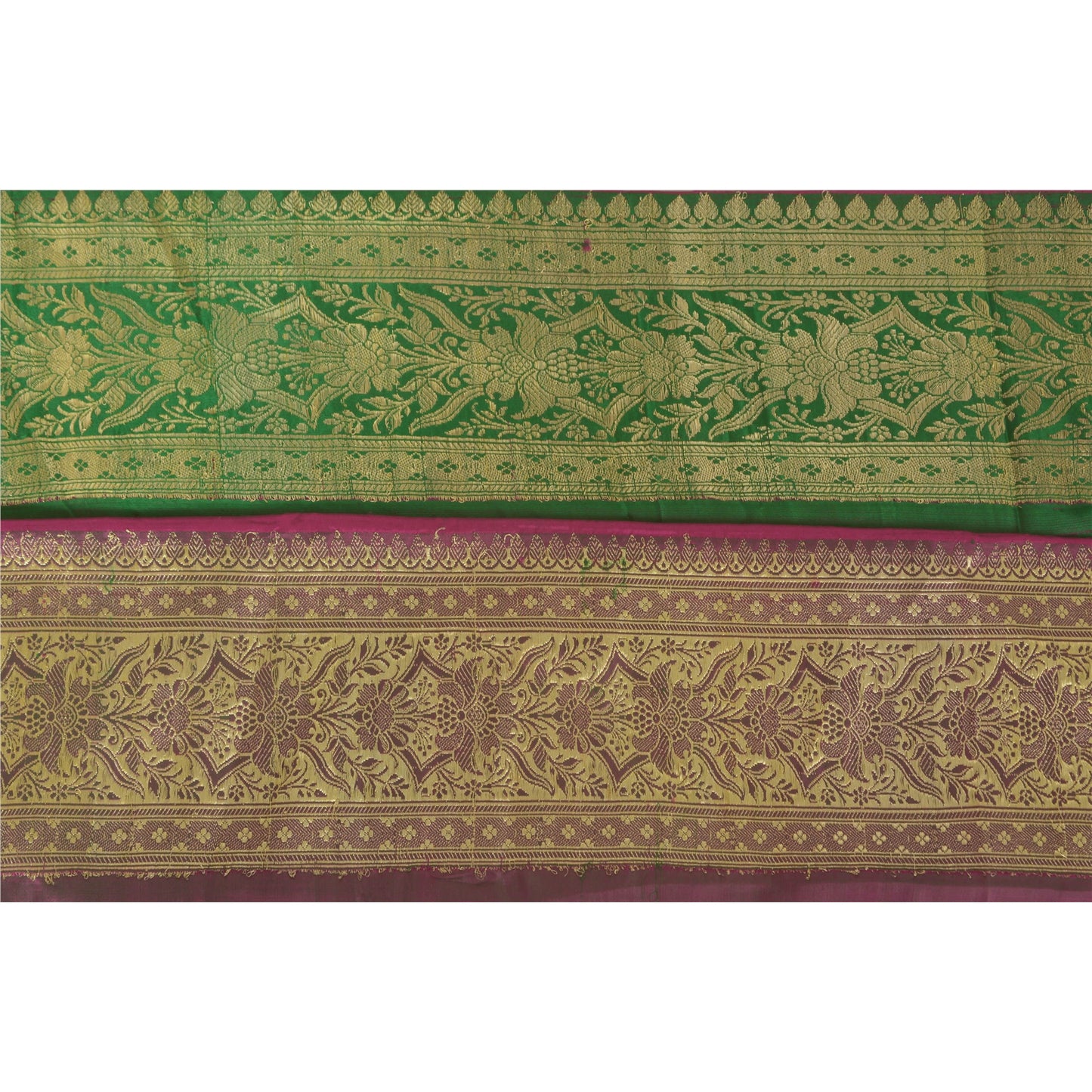 Sanskriti Vintage 1 Yd Trim Sari Border Woven Brocade Craft Sewing Green Lace