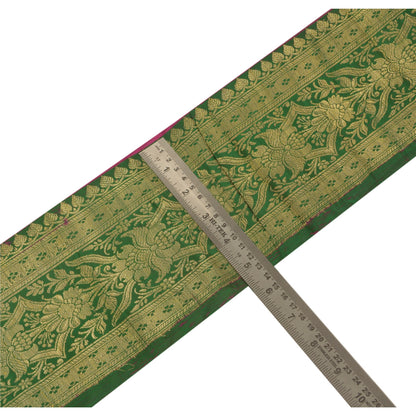 Sanskriti Vintage 1 Yd Trim Sari Border Woven Brocade Craft Sewing Green Lace