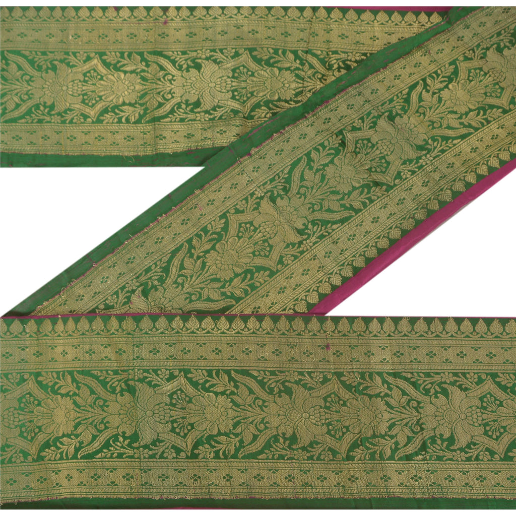 Sanskriti Vintage 1 Yd Trim Sari Border Woven Brocade Craft Sewing Green Lace