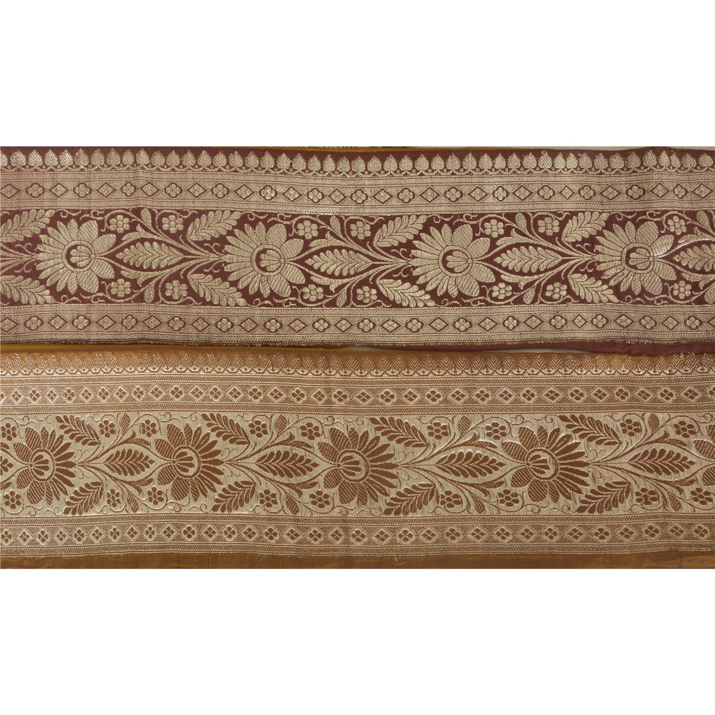 Sanskriti Vintage 1 Yd Trim Sari Border Woven Brocade Craft Sewing Brown Lace