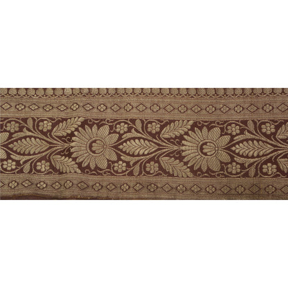 Sanskriti Vintage 1 Yd Trim Sari Border Woven Brocade Craft Sewing Brown Lace
